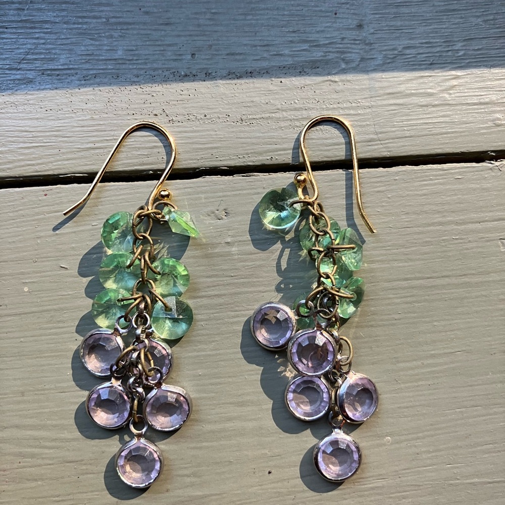 Anthropologie Pink & Green Cascade Earrings